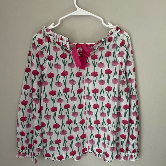 J. Crew Pink Floral Ruffle Top 100% Cotton Size Small - Picture 7 of 8